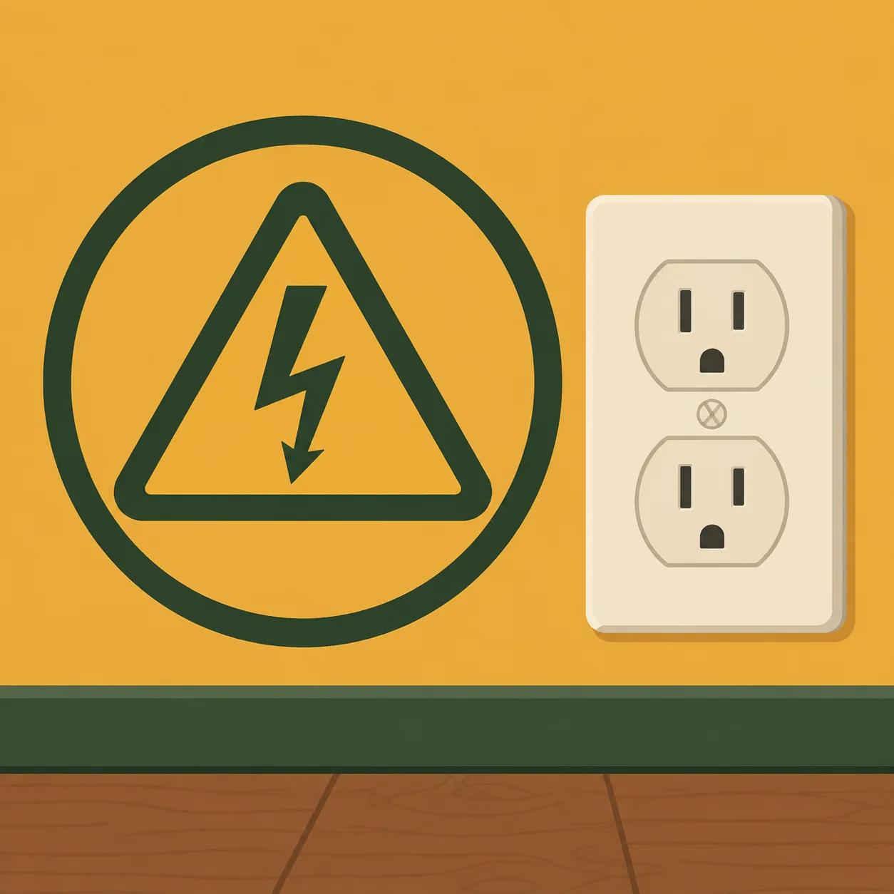 Elsäkerhet vägguttag illustration